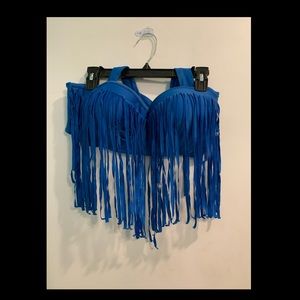 Blue Fringe Swimsuit
